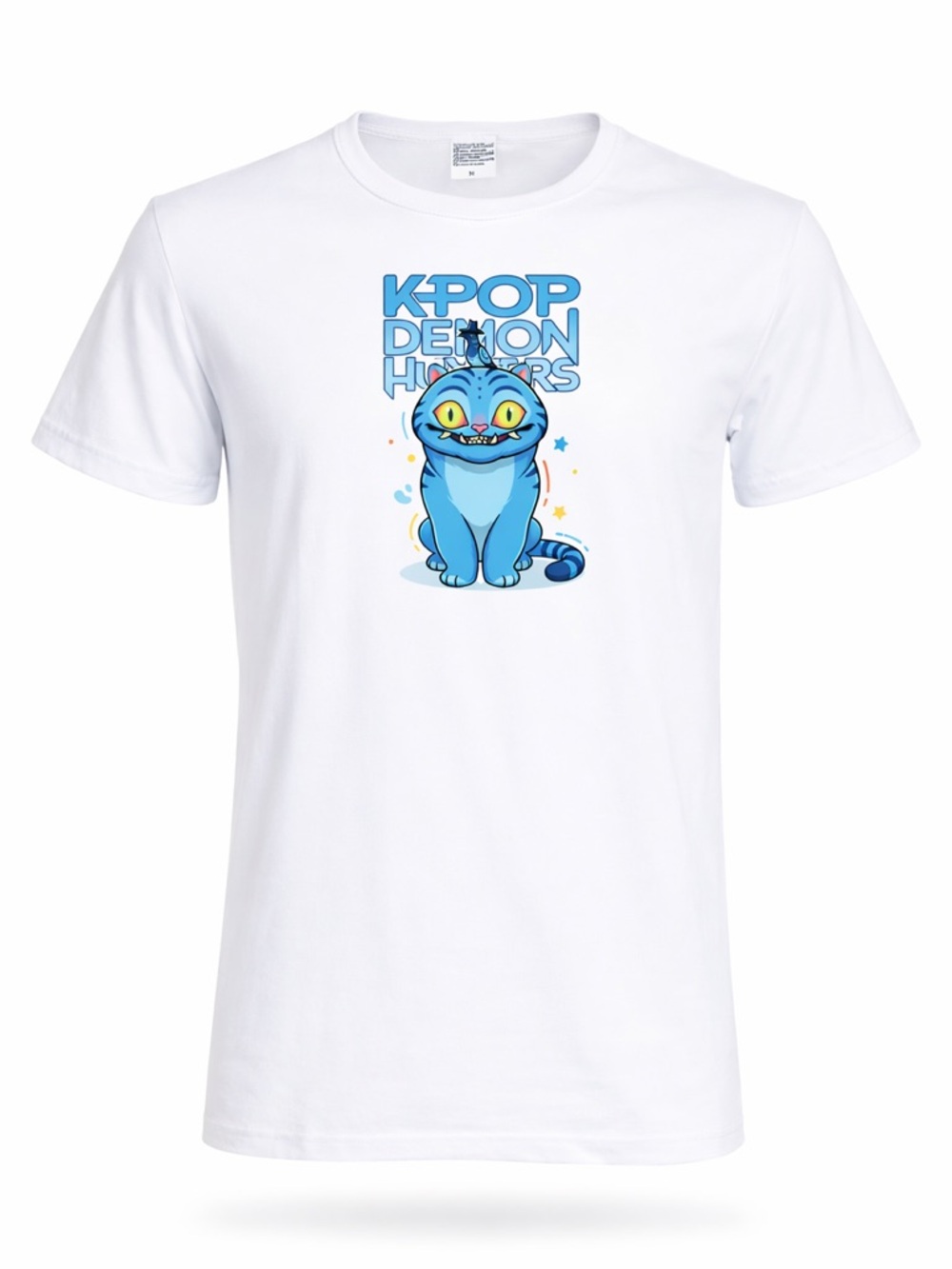 Kpop Demon Hunters Cat Shirt Blue Cute Graphic Tee Sublimated Anime